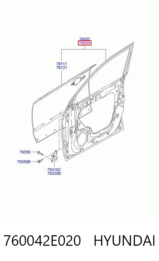 Дверь передняя правая 760042E020 Hyundai/Kia