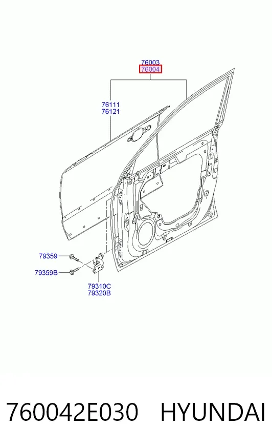Дверь передняя правая 760042E030 Hyundai/Kia