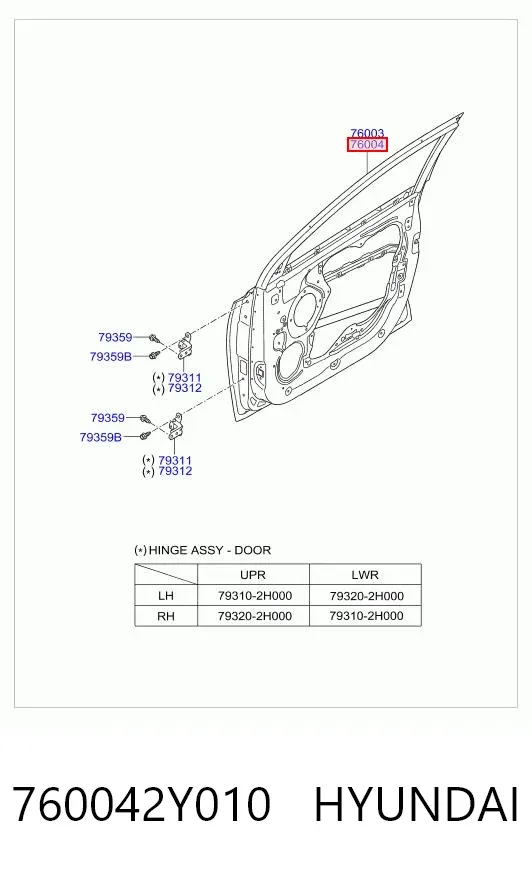 Дверь передняя правая 760042Y010 Hyundai/Kia