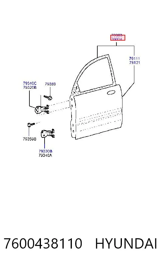 Дверь передняя правая 7600438110 Hyundai/Kia