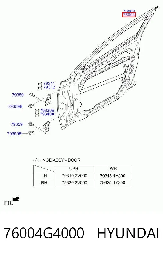 Дверь передняя правая 76004G4000 Hyundai/Kia