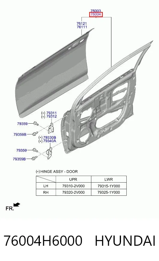Дверь передняя правая 76004H6000 Hyundai/Kia