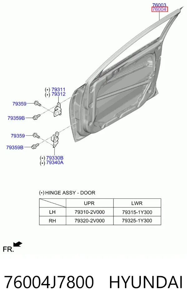 Дверь передняя правая 76004J7800 Hyundai/Kia