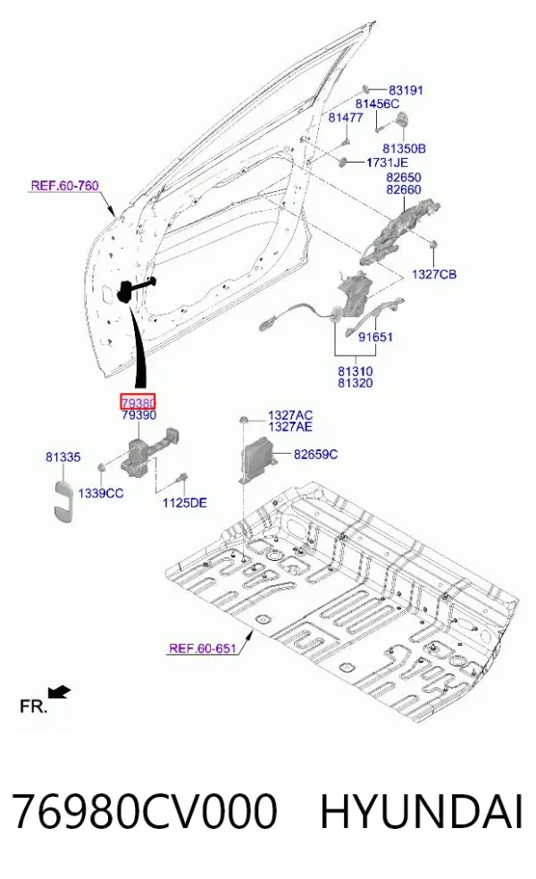 Ограничитель открывания двери передний левый 76980CV000 Hyundai/Kia