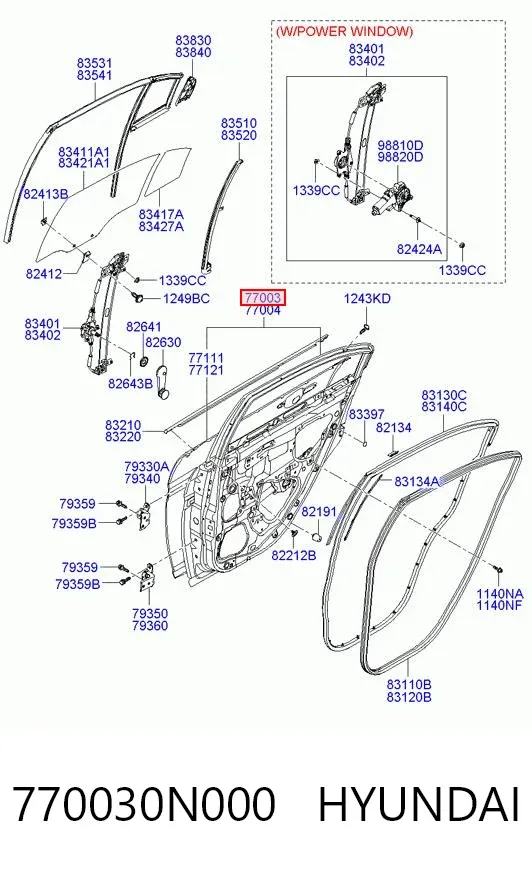 Дверь задняя левая 770030N000 Hyundai/Kia