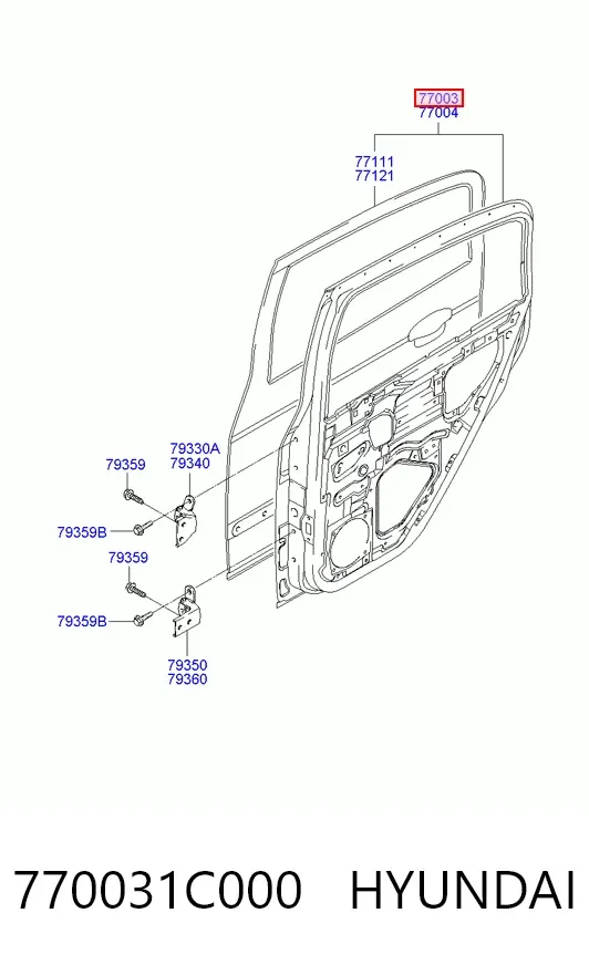 Дверь задняя левая 770031C000 Hyundai/Kia