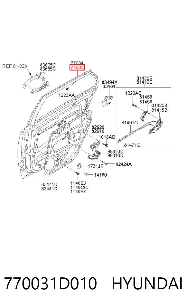 Дверь задняя левая 770031D010 Hyundai/Kia