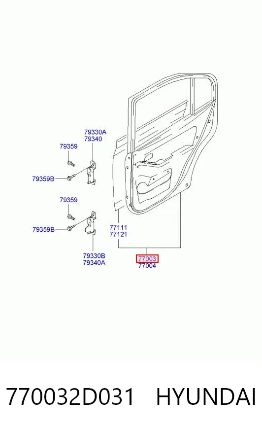 Дверь задняя левая 770032D031 Hyundai/Kia