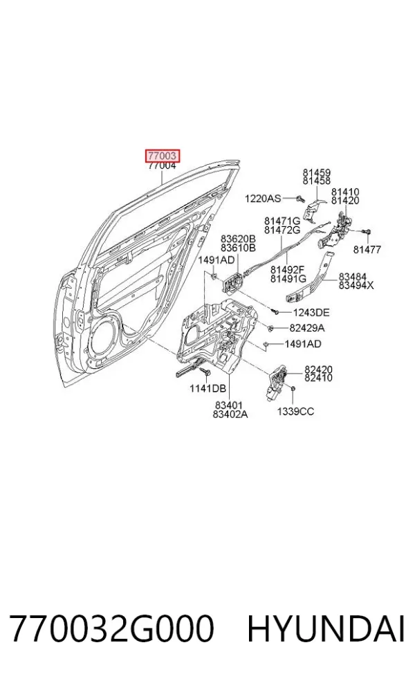 Дверь задняя левая 770032G000 Hyundai/Kia