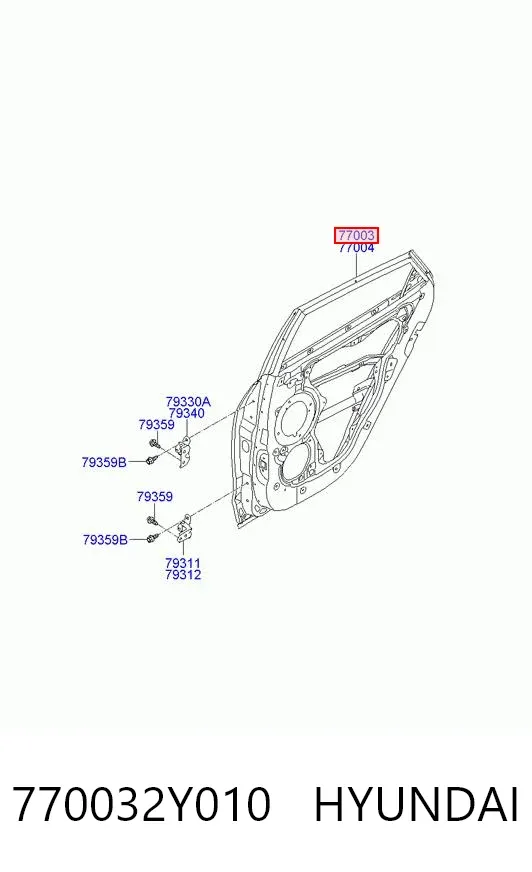 Дверь задняя левая 770032Y010 Hyundai/Kia