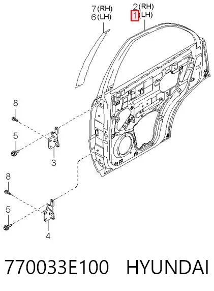 Дверь задняя левая 770033E100 Hyundai/Kia