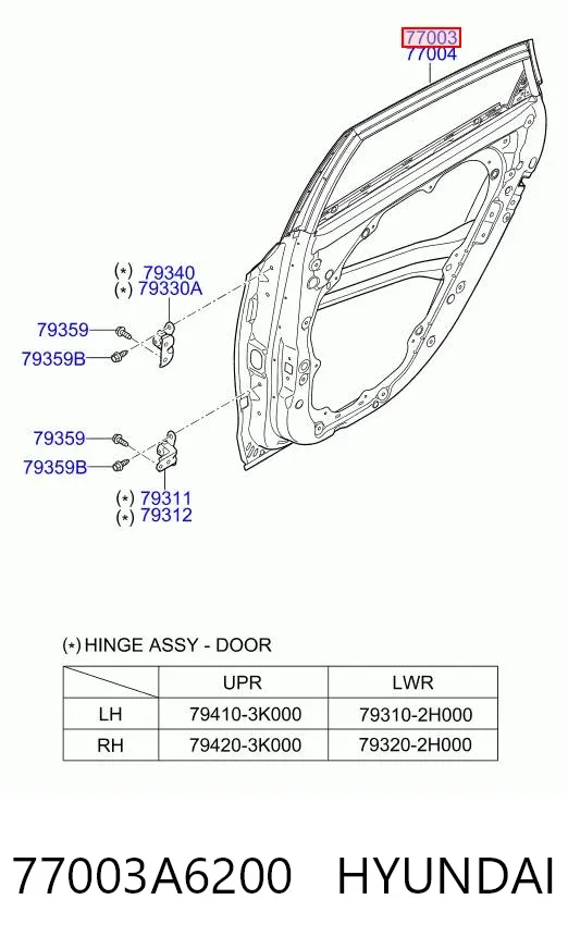 Дверь задняя левая 77003A6200 Hyundai/Kia