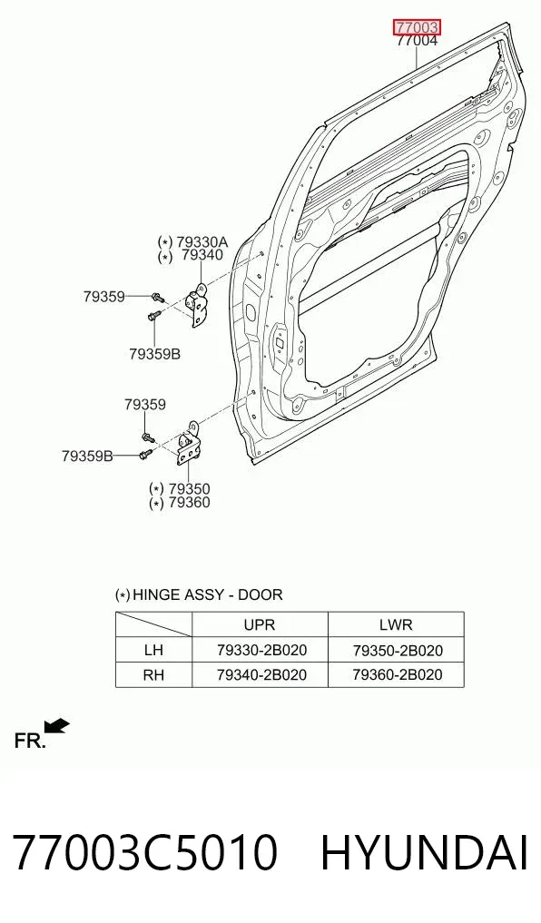 Дверь задняя левая 77003C5010 Hyundai/Kia