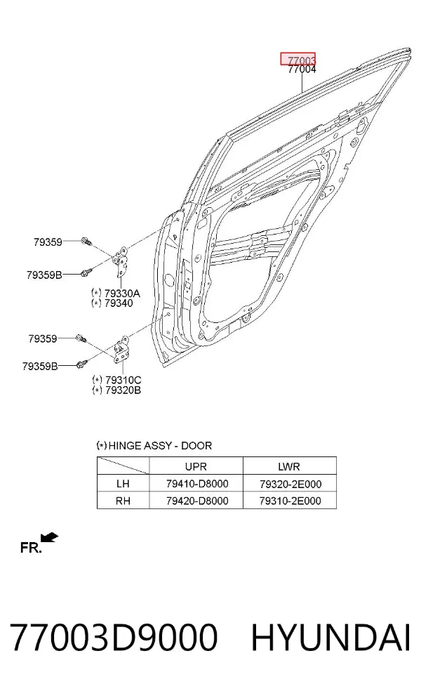 Дверь задняя левая 77003D9000 Hyundai/Kia