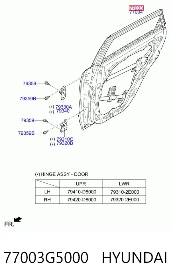 Дверь задняя левая 77003G5000 Hyundai/Kia