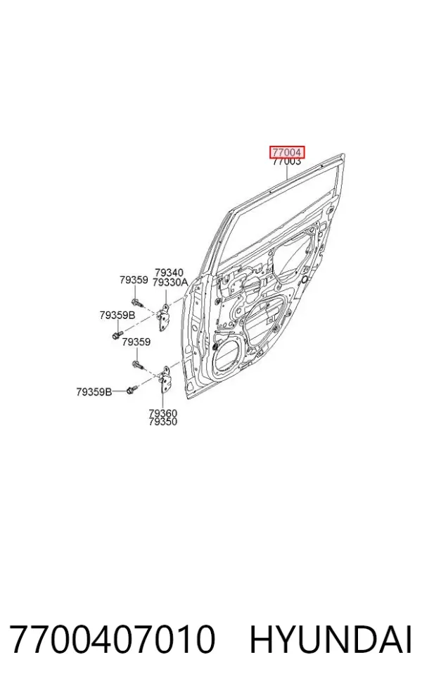 Дверь задняя правая 7700407010 Hyundai/Kia