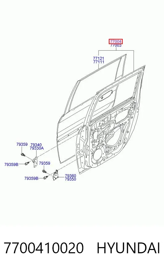 Дверь задняя правая 7700410020 Hyundai/Kia