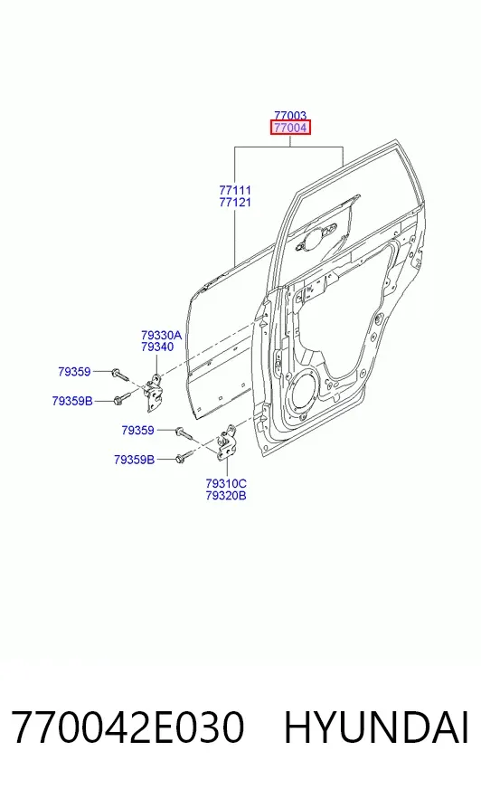 Дверь задняя правая 770042E030 Hyundai/Kia