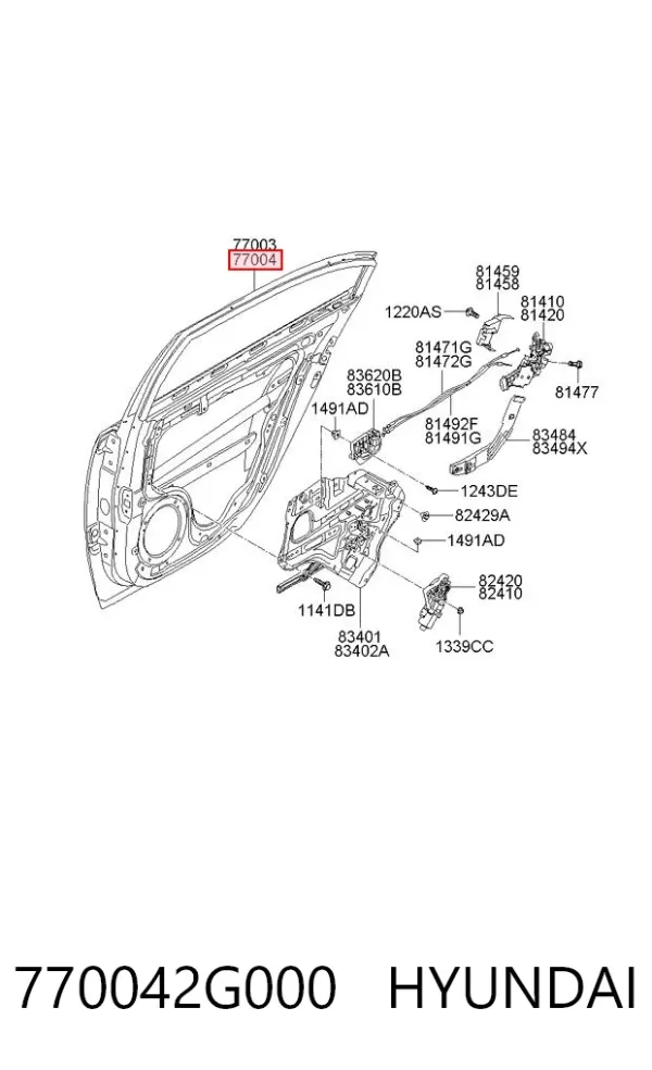 Дверь задняя правая 770042G000 Hyundai/Kia