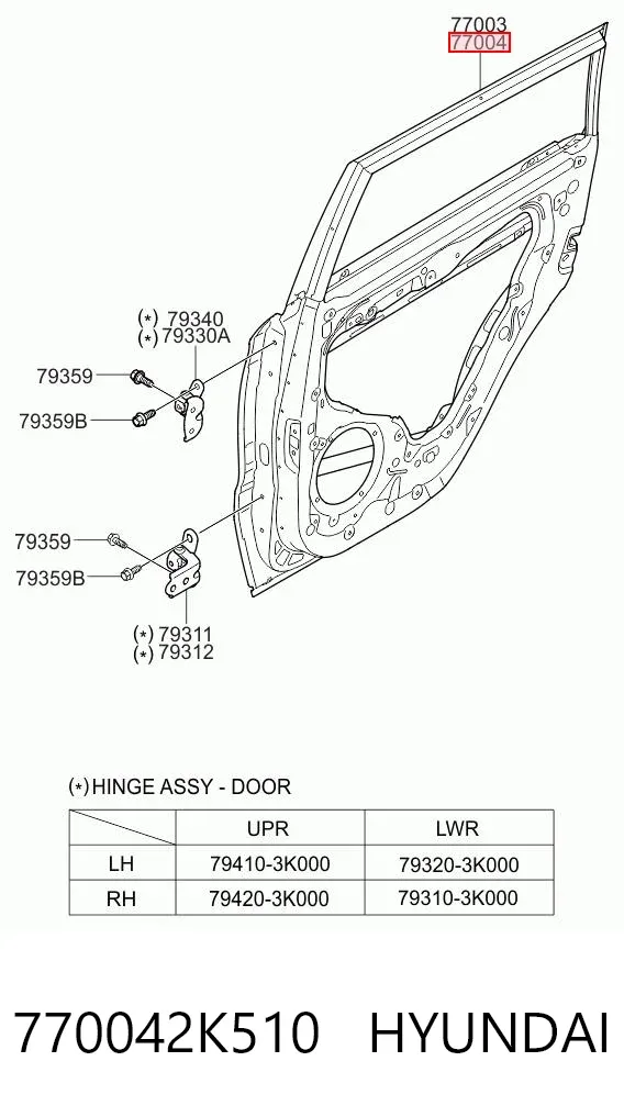 Дверь задняя правая 770042K510 Hyundai/Kia