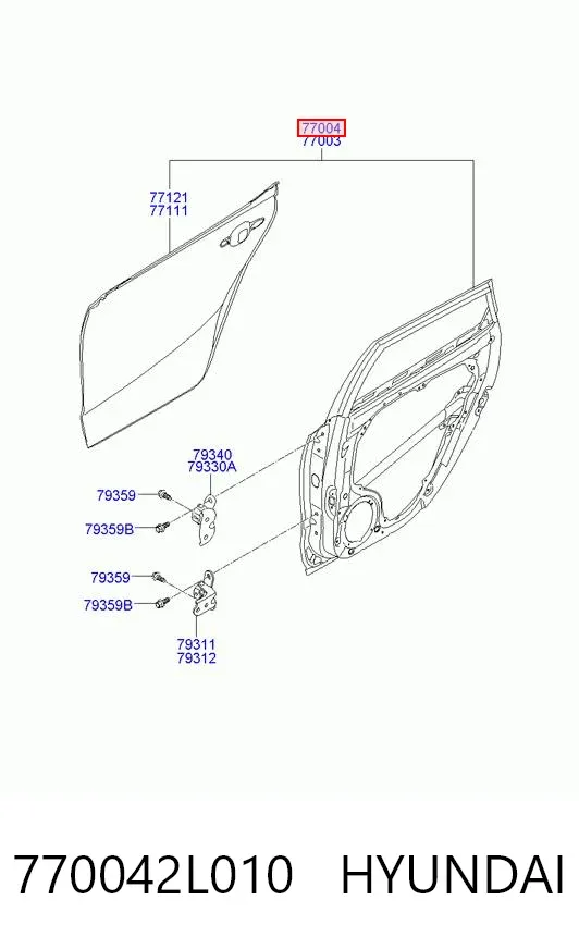 Дверь задняя правая 770042L010 Hyundai/Kia