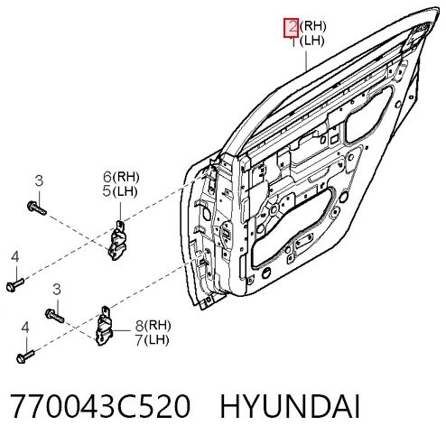 Дверь задняя правая 770043C520 Hyundai/Kia