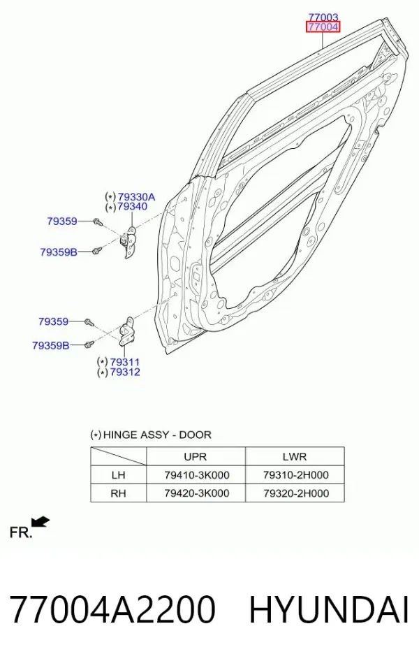 Дверь задняя правая 77004A2200 Hyundai/Kia