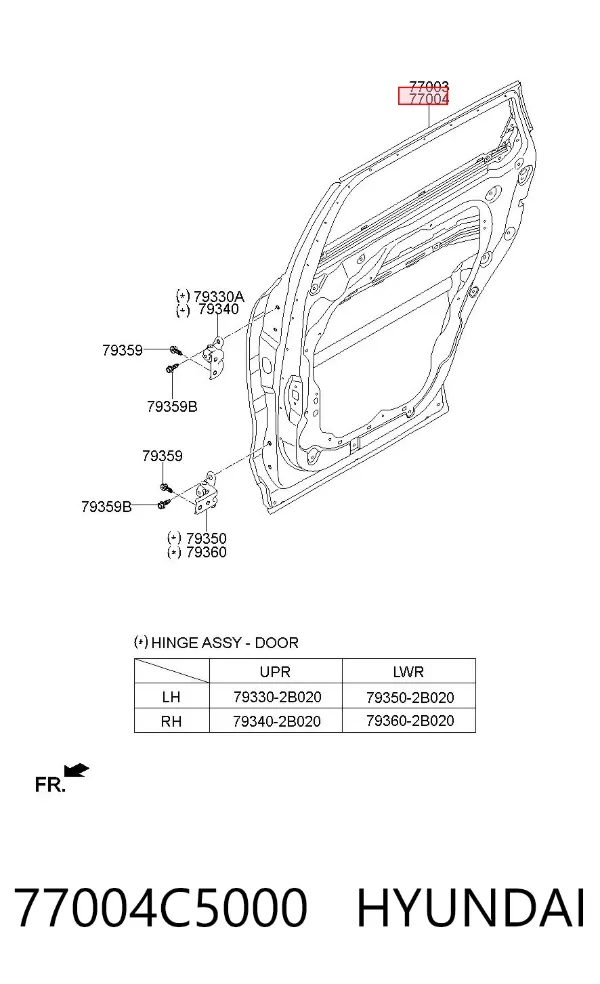 Дверь задняя правая 77004C5000 Hyundai/Kia