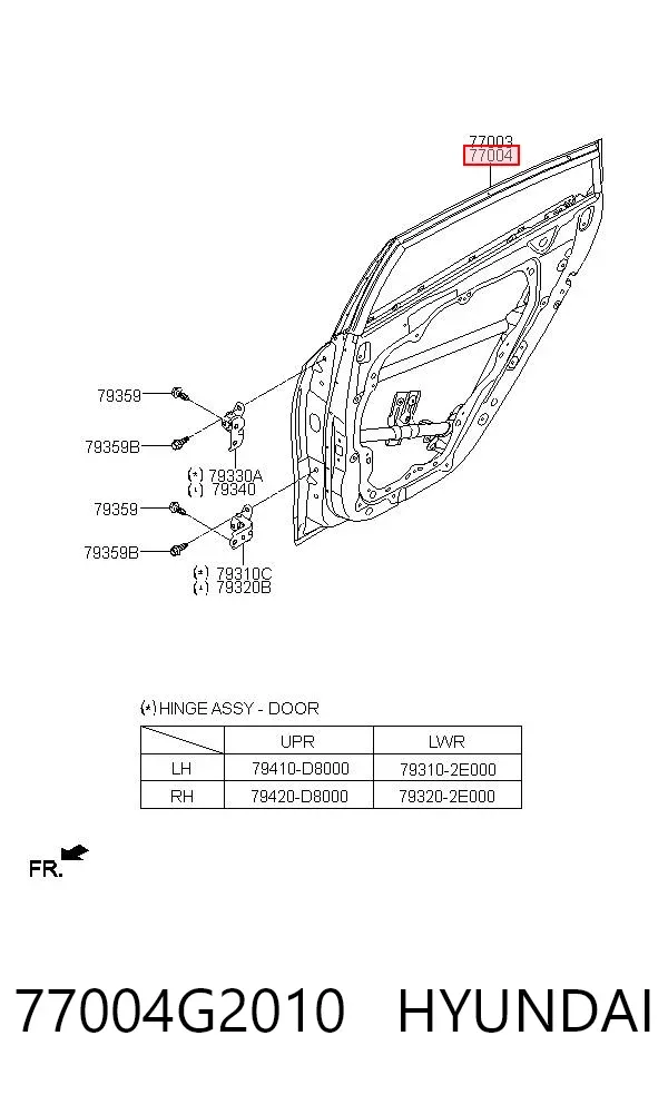 Дверь задняя правая 77004G2010 Hyundai/Kia