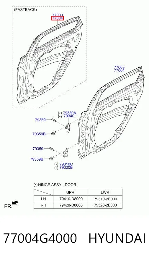 Дверь задняя правая 77004G4000 Hyundai/Kia