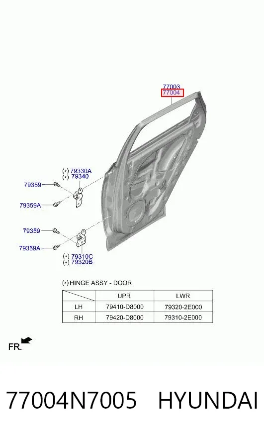 Дверь задняя правая 77004N7005 Hyundai/Kia