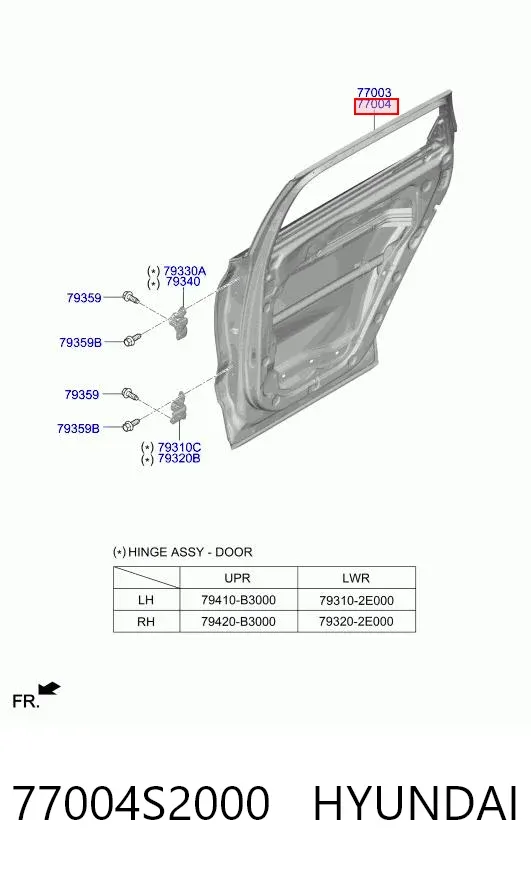 Дверь задняя правая 77004S2000 Hyundai/Kia