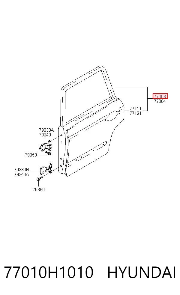 Дверь задняя левая 77010H1010 Hyundai/Kia