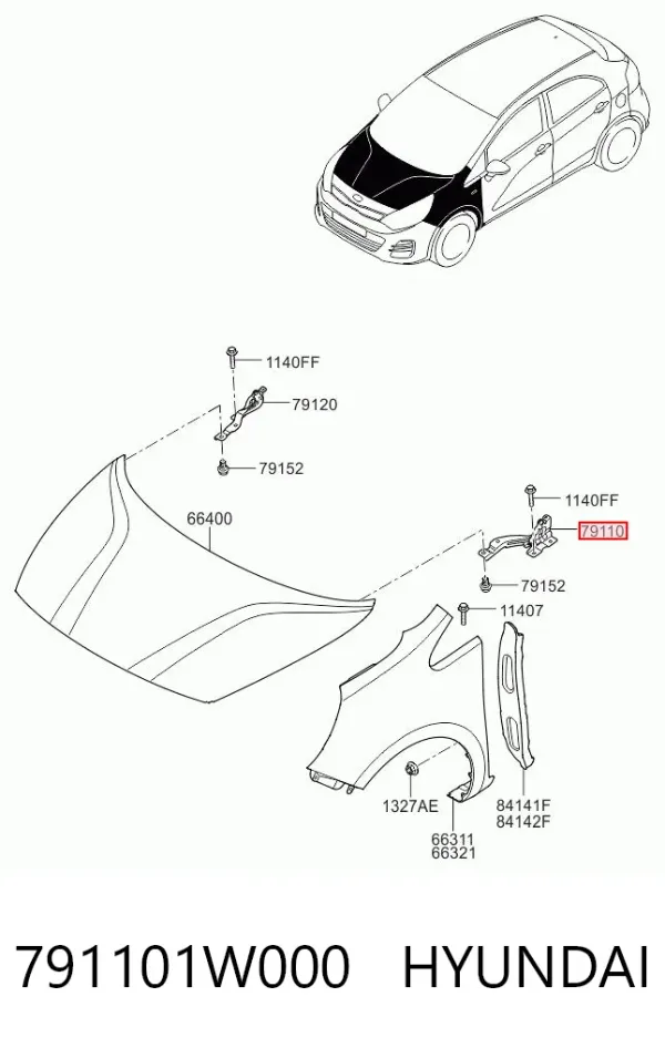 Петля капота левая 791101W000 Hyundai/Kia