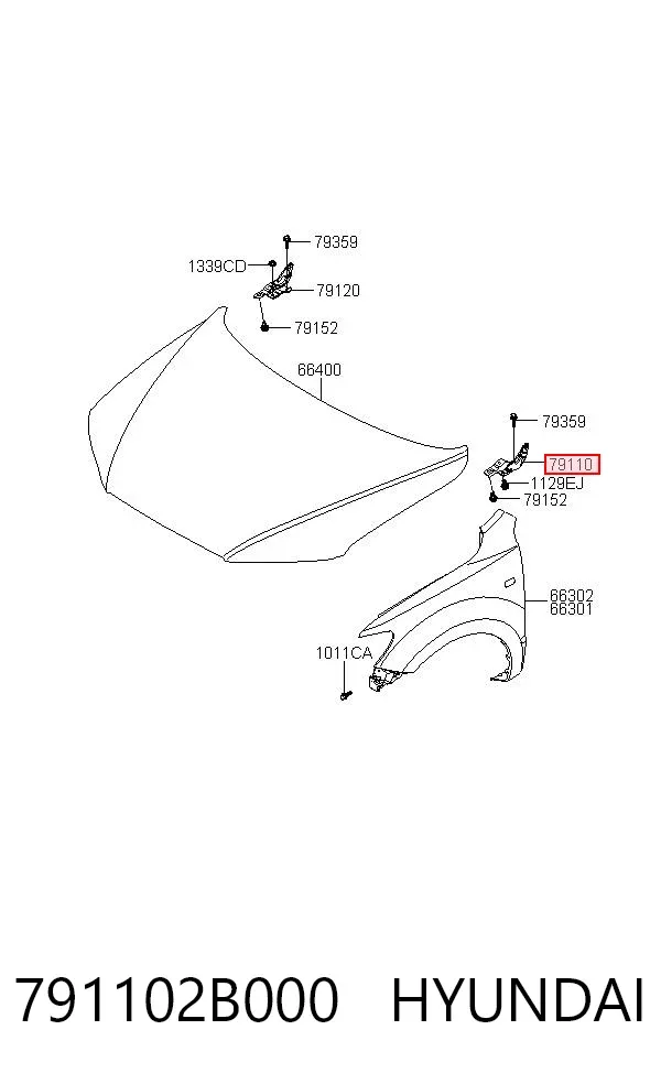 Петля капота левая 791102B000 Hyundai/Kia