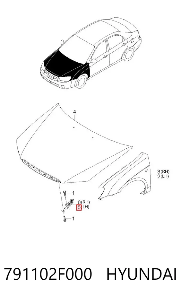Петля капота левая 791102F000 Hyundai/Kia