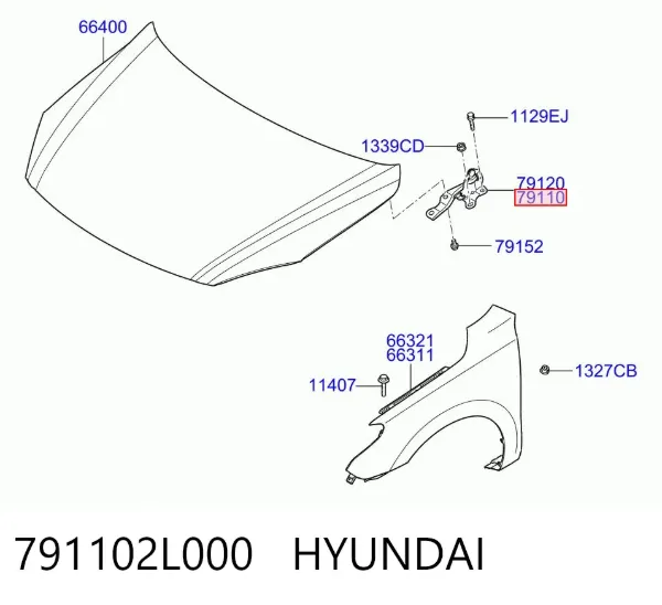 Петля капота левая 791102L000 Hyundai/Kia