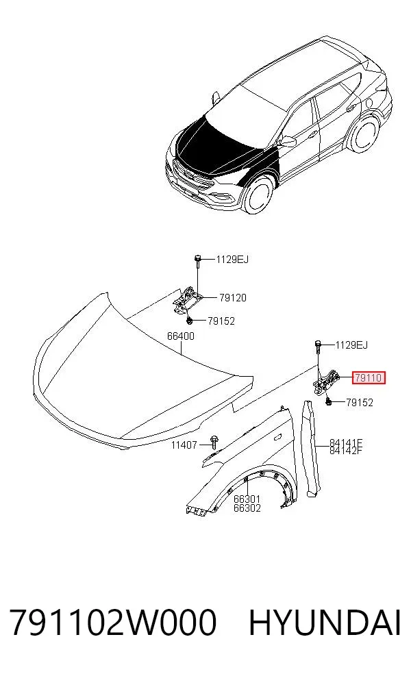 Петля капота левая 791102W000 Hyundai/Kia