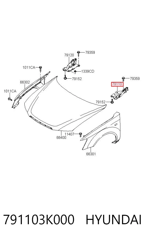 Петля капота левая 791103K000 Hyundai/Kia