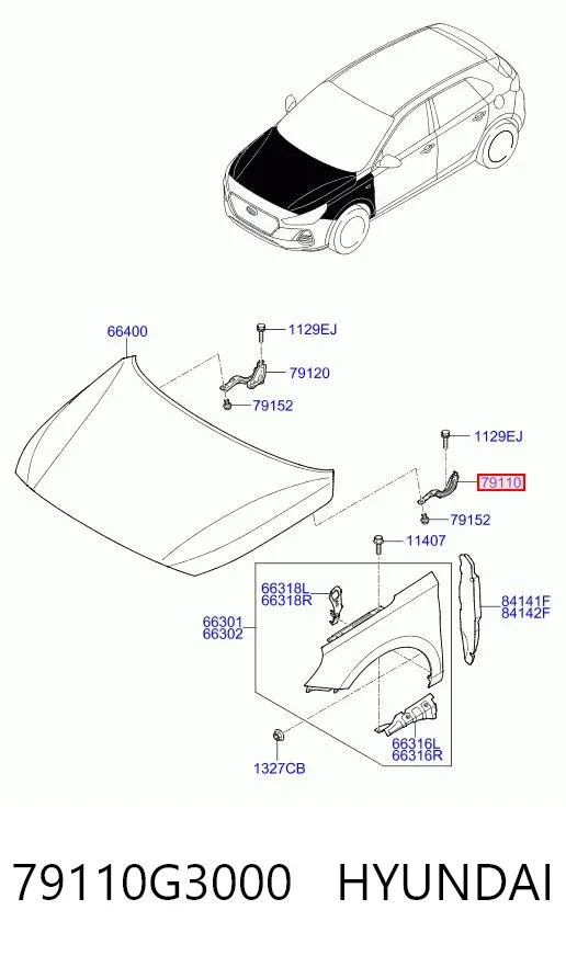 Петля капота левая 79110G3000 Hyundai/Kia
