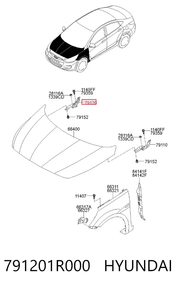 Петля капота правая 791201R000 Hyundai/Kia