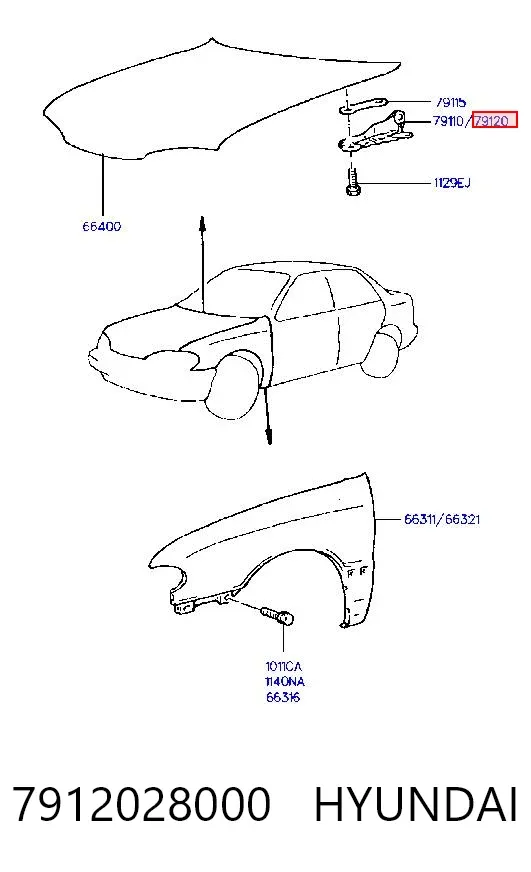 Петля капота правая 7912028000 Hyundai/Kia