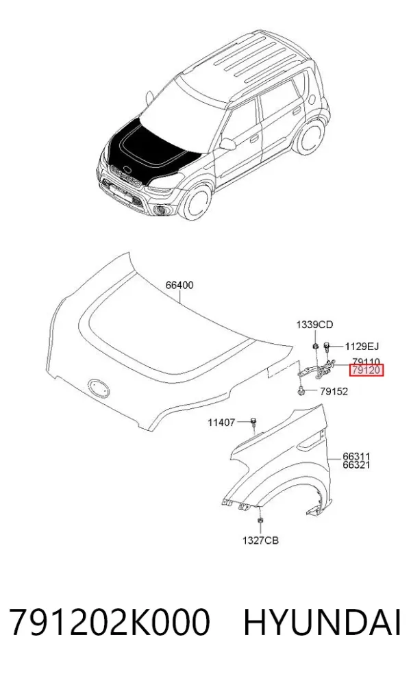 Петля капота правая 791202K000 Hyundai/Kia