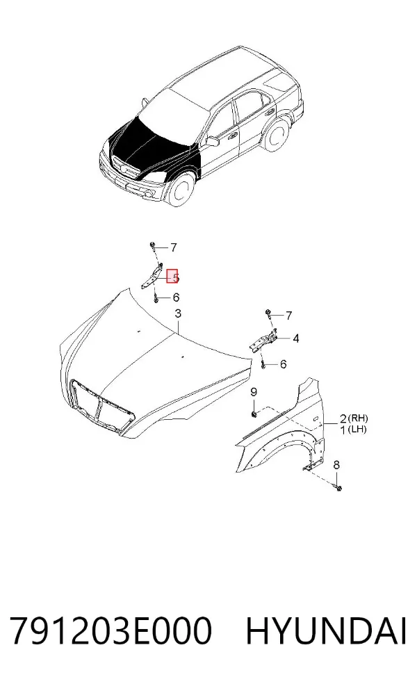 Петля капота правая 791203E000 Hyundai/Kia