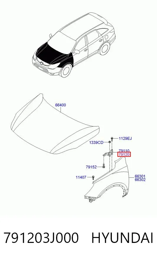 Петля капота правая 791203J000 Hyundai/Kia