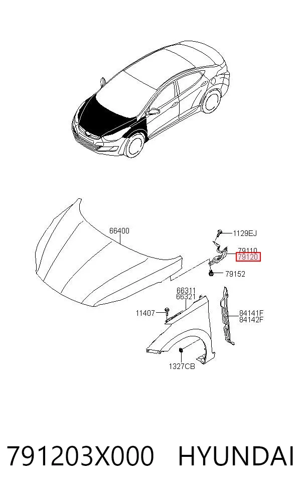 Петля капота правая 791203X000 Hyundai/Kia