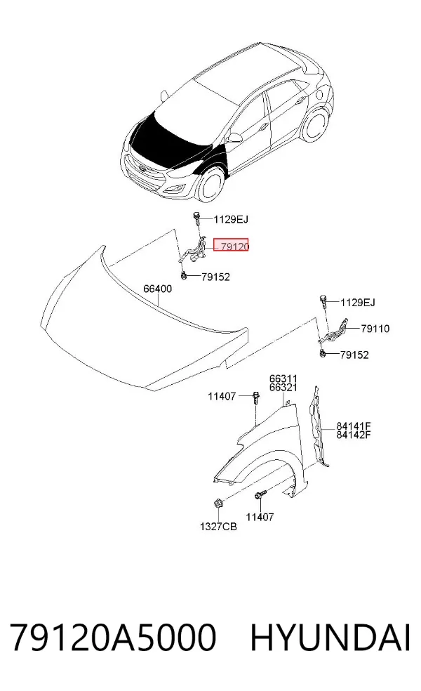 Петля капота правая 79120A5000 Hyundai/Kia