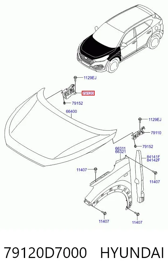 Петля капота правая 79120D7000 Hyundai/Kia