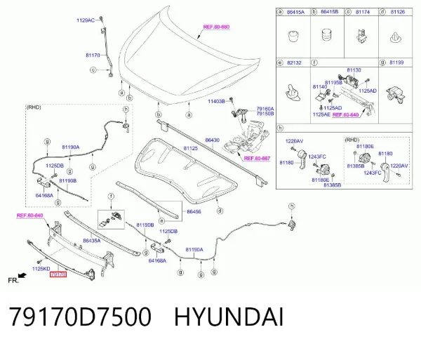 Датчик защиты пешеходов (ЭБУ открытия капота) 79170D7500 Hyundai/Kia