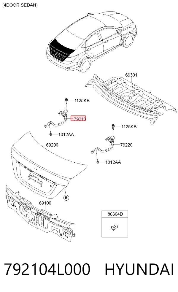 Петля крышки багажника 792104L000 Hyundai/Kia